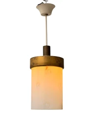 Mid-Century Modern Murano Pendant Lamp, Bronze & Milk Glass, 1960s